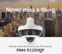 Мультисенсорная IP камера Wisenet PNM-9320VQP с четырьмя фиксированными видеомодулями и одним поворотным